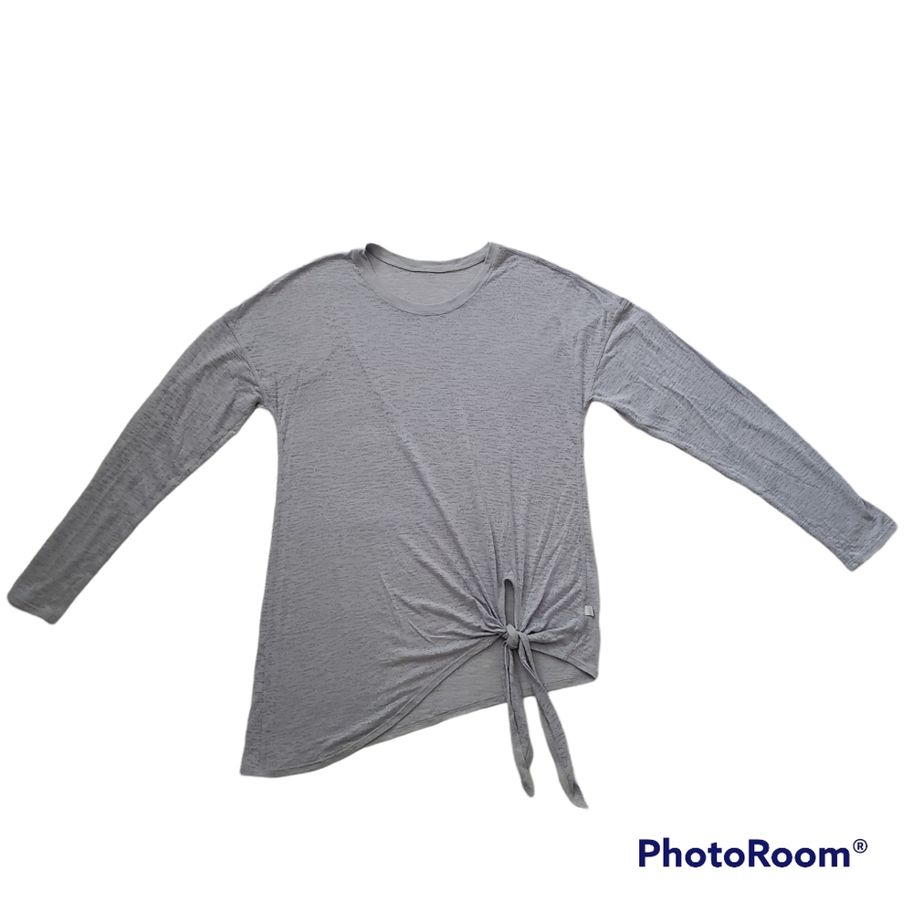 Lululemon tie your practice long sleeve side tie silver fox burnout sz 6 W3CNDS